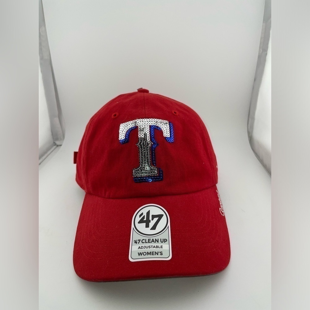 '47 Texas Rangers Clean Up Red Adjustable Strap Hat Embellished Cap​​​​​​​​​​​​ - Picture 7 of 8